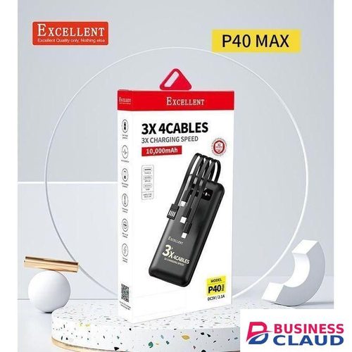 Power A EXCELLENT P40 Max 3X Charging Speed 4 Cables 10000mAh Power Bank