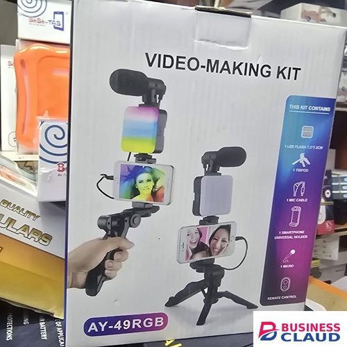 AY-49 RGB Video Shooting Kit – Studio Light, Noise-Reducing Microphone, And Tripod For Content Creation