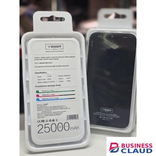 VEGER Reliable 25000mAh Charger for Extended Device Use