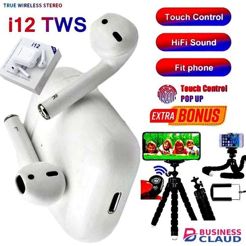 TWS Wireless Bluetooth Earpond & Tripod Stand Selfie Stick
