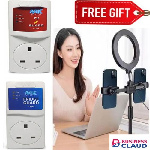 MK Tv GUARD FOR SMART TV PROTECTION + FRIDGE GUARD + RINGLIGHT TRIPOD STAND WITH 2 PHONE HOLDERS