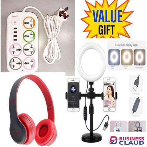 Iron Box And Electric Kettle Support 6 Way Power Extension-White// Blue + RINGLIGHT + P47 HEADPHONES TRIPOD STAND