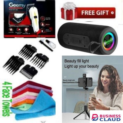 Geemy ELECTRIC SHAVER MACHINE // Affordable Barber Shaving Machine-Kinyozi // Shaver // Kinyozi // Best Kinyozi + Bluetooth Speaker + Face Towels + PHONE AND CAMERA TRIPOD STAND