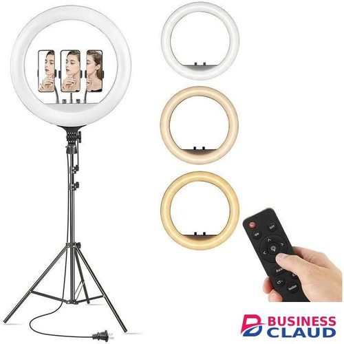 Selfie & Live Streaming 14” LED Ring Light with Tripod, Phone Clamp & Brightness Adjustment for Social Media Influencers