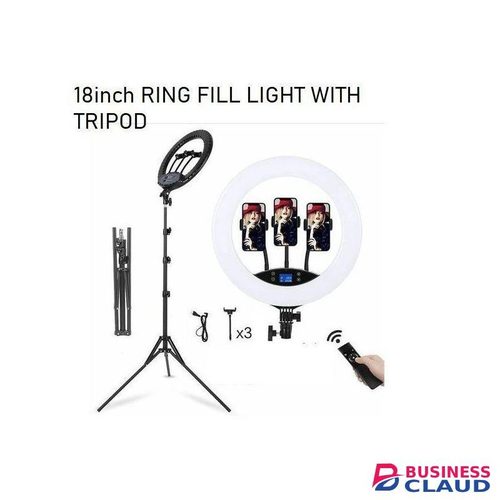 18-Inch LED Dimmable Ring Light with Remote Control and Tripod Stand for Makeup, Portraits, and Product Photography