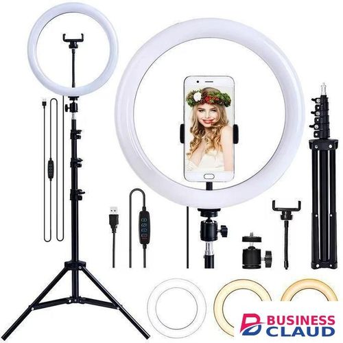 10 Inch Ring Light with Tripod Stand, Dimmable 58W 5500K LED Circle Light for TikTok/Live Stream/Makeup/YouTube with Carrying Bag,Compatible Camera and Phone