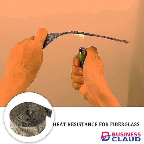 Exhaust Fiberglass Heat Wrap Roll for Cars, Motorcycle, Trucks Turbo Engine Manifolds Hose Titanium Heat Shield Insulation Roll Sleeve with Stainless Ties, Universal for Auto Wire Loom Brake Line Cable Protection