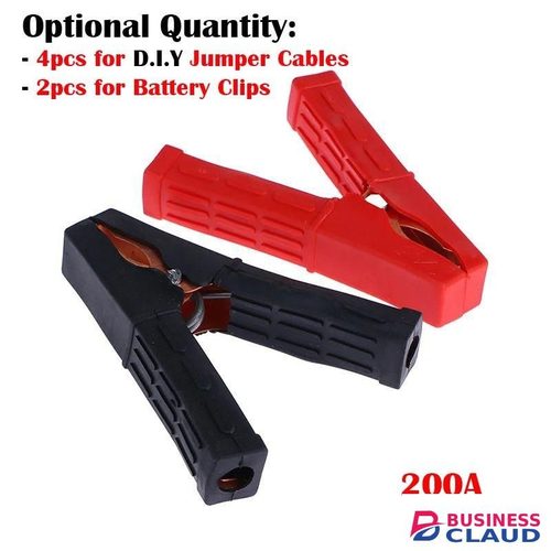 Battery Clips Connectors For Jumper Cables Fully Insulated, Cladded 2/4pcs 200A Crocodile Alligator Car Copper Clamp Boost(Optional)