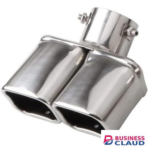 Dual Exhaust Tips 2.5 inch Inlet, Universal Stainless Exhaust Square Dual Tip Car Exhaust Pipe Modification Tail Throat Tail Pipe Muffler Tip (Curved,Silver)