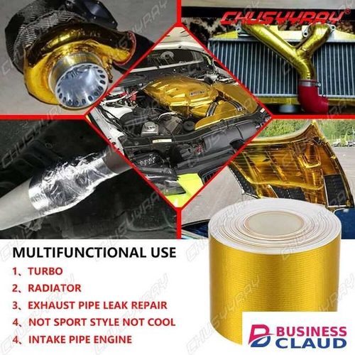 Turbo Exhaust Tape Heat Wrap Gold Thermal Air Intake Insulation Shield Reflective Heat Barrier Self Adhesive Engine