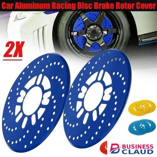 2Pcs Aluminium Car Wheel Brake Disc Cover Decorative Rotor Cross Drilled