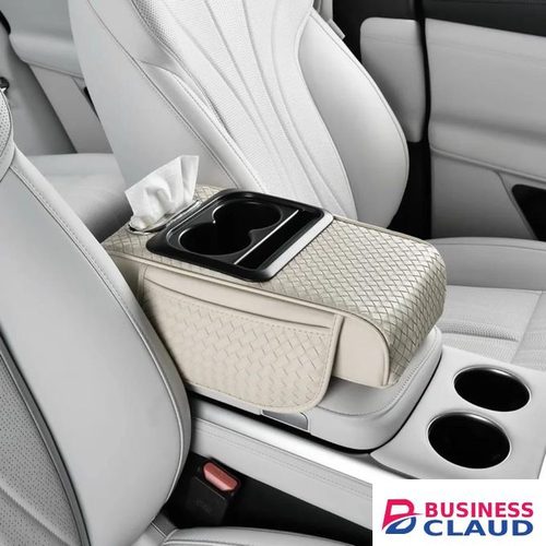 NEW Design Auto Centre Console Armrest Cushion with 2 Cup Holders, Phone Holder, Tissue Holder, and Side Storage 4 in 1 Multipurpose Universal Car Armrest Pad Upgraded with Side Storage Organizer High Quality Convenient