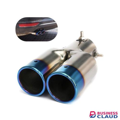 Grilled Blue Curved J Tail Muffler Exhaust Pipe Double Twin