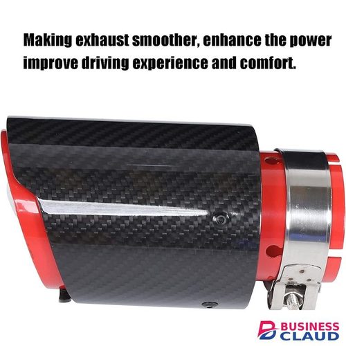 2.5 Inch Inlet Exhaust Tip, Tail Throat Glossy Carbon Fiber Red Pipe- Straight Style