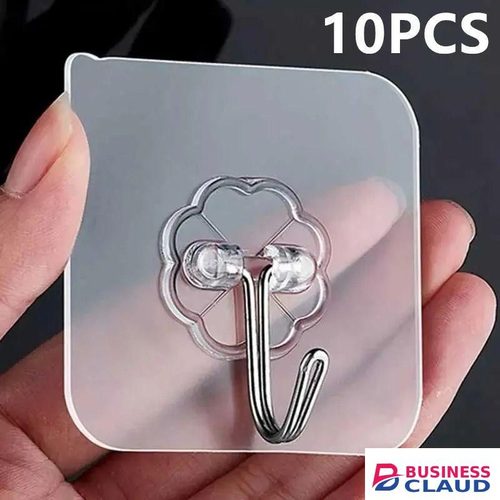 Transparent Stainless Steel Strong Self-Adhesive Wall Hooks – Multi-Function Key & Storage Hanger