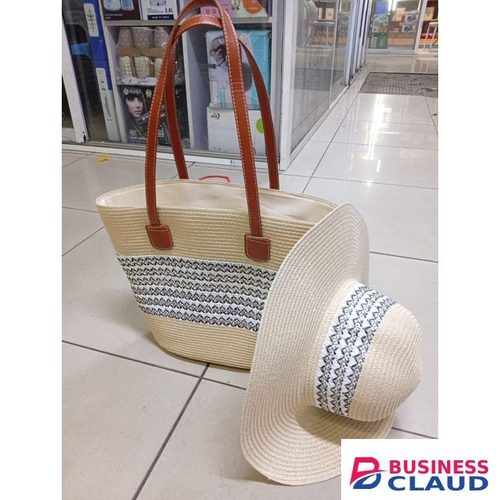 Premium Summer Straw Bag for Women with Coordinated Hat 28x20cm Durable, Fashionable, and Practical