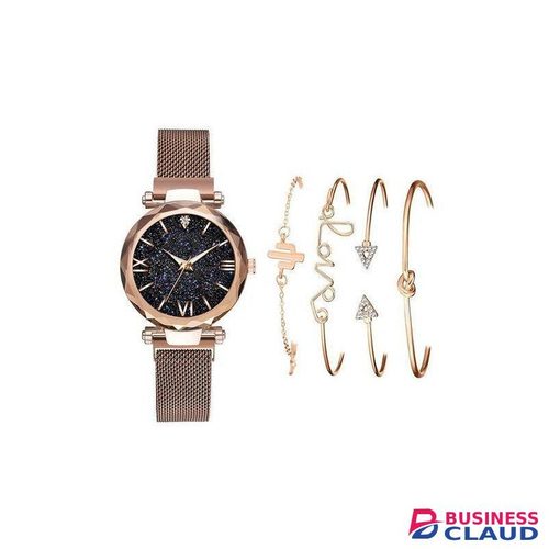 5pcs Set Luxury Women Watches Magnetic Starry Sky Ladies Quartz Wristwatch
