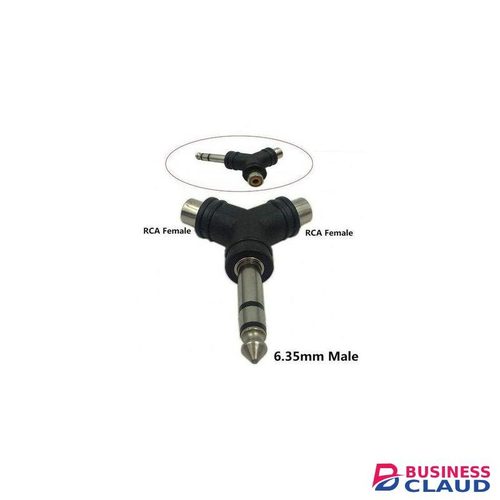 Audio Splitter Stereo 6.35mm Male Plug To RCA Female Jack Adapter
