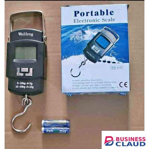 50 Kg Digital Weigh Scale Digital Fish Scale, Electronic Hanging Fish Weight Scale with Large Handle & Measuring Tape, 50kg Fishing Scale, AAA Batteries
