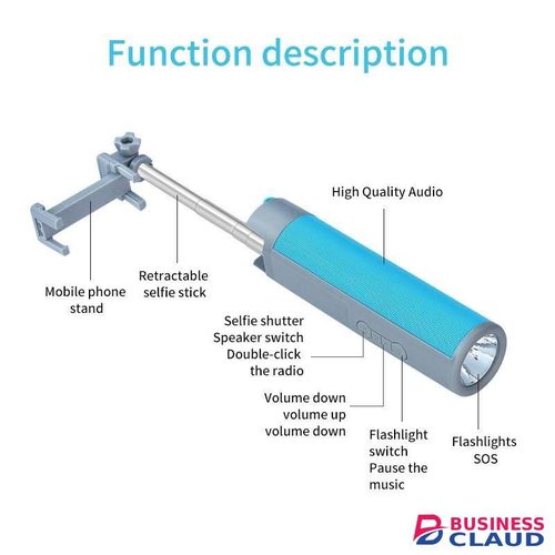 5 in 1 Multifunctional Extendable Selfie Stick Wireless Speaker With Flashlight Power Bank Phone Holder Portable Speakers