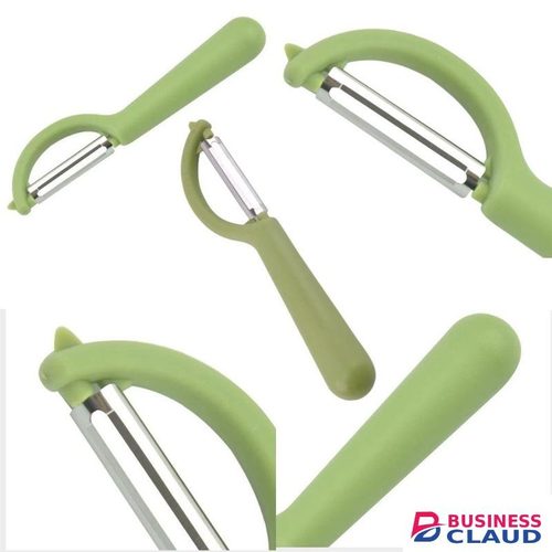 GREEN Stainless Steel P-Shaped Vegetable & Fruit Potato Peeler – Swivel Blade, Carrot & Apple Peeling Knife with Anti-Slip Handle Manual Multipurpose Kitchen Chopper Accessories Gadget Gift Idea Metallic