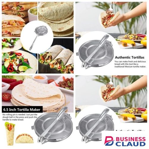 6.5 inches diameter Tortilla Maker Press Heavy Aluminium Meat Press Foldable Gadgets Bakeware Kitchen Accessories Tools Pie Tools Silver*