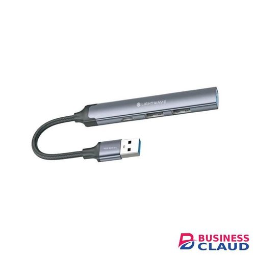 Light Wave 4-in-1 USB-A Hub Adapter (Grey, 0.12M Cable) – High-Speed Data Transfer Hub in Kenya in Kenya