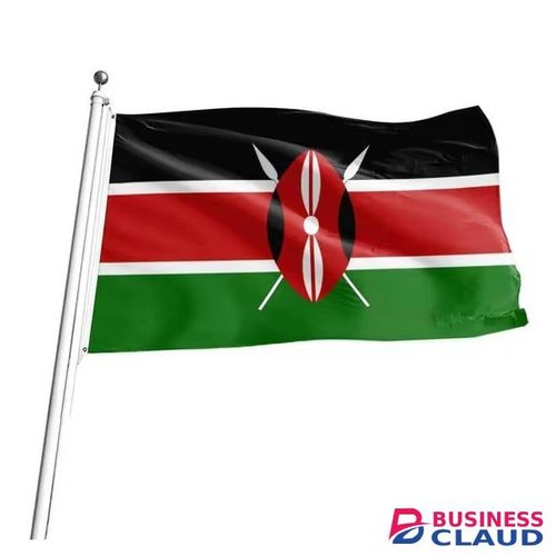 Kenyan small hand waving flags with plastic pole banners in 1
