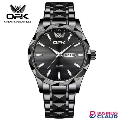 OPK 8164 Stylish Men’s Stainless Steel Watch – Luxury Look, Functional Date Window, Water-Resistant, Great Gift Option