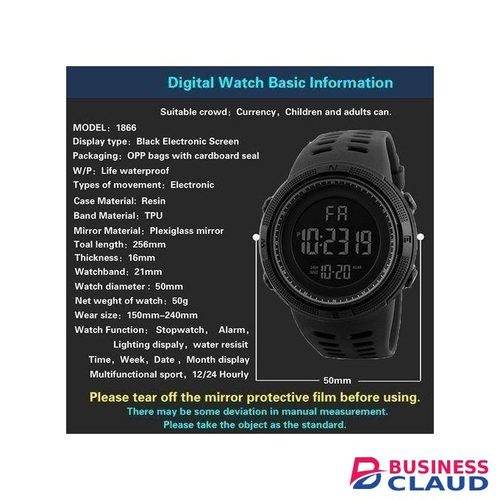 Sport Summer Mode Large Dial Multi-function Electronic Watch Men 50M Waterproof Men's Sports Watch Digital Watches Stopwatch, Back Light, LED Display, Shock Resistant,Date, Complete Calender, Multiple Time Zone, Alarm