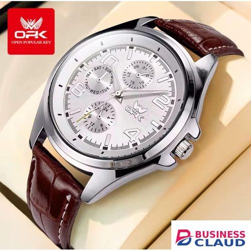 Luxury Original OPK Gents Watch 6017 Sophisticated Men’s Wristwatch with Comfortable Leather Strap Long Lasting Battery Powered Quartz Precision and Elegant Water Resistance