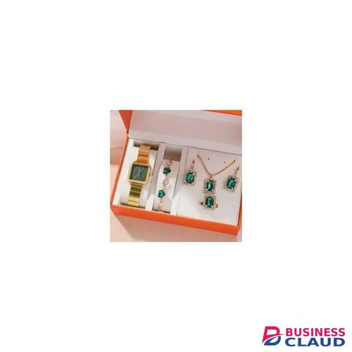 5 pieces ladies watch gift set contains watch, bracelet, necklace, ring and earrings