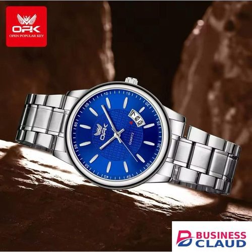 Original OPK Gents 6028 Men’s Timepiece with Quartz Precision Date Function Water Resistance and Stainless Steel Build