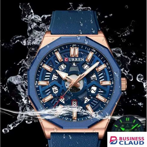 Curren 8437 Classic Men’s Watch – Durable Rubber Strap, Date Display & Waterproof
