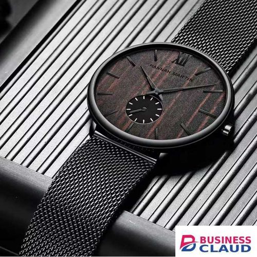 Men’s Ultra-Slim Mesh Strap Wristwatch – Black