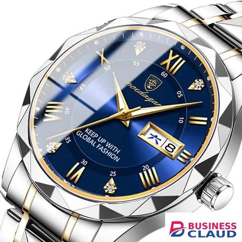 POEDAGAR Ultra Slim Diamond Business Stainless Steel Official Men Wristwatches With Calender