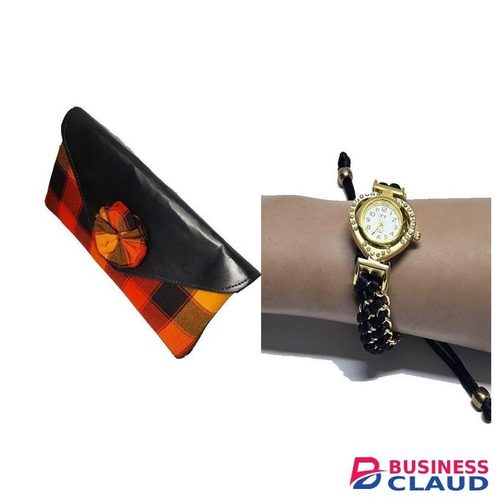 Ladies maasai clutch bag and a wristwatch combo