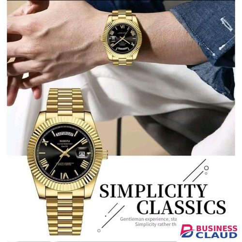 Nibosi Stainless Steel Men’s Watches Top Fashion Brand Design Business Watch silver and Black choose color
