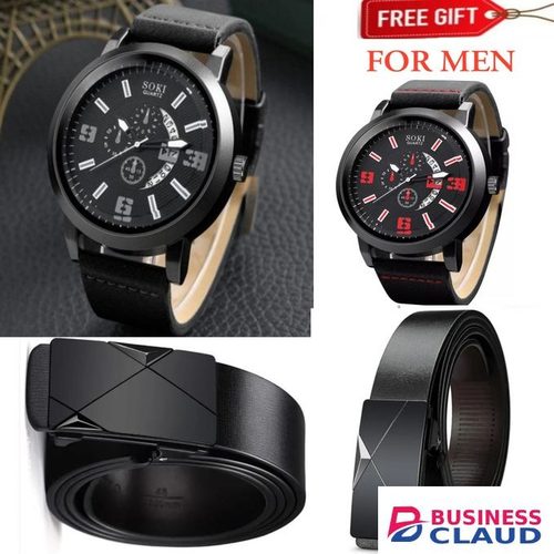 2 LEATHER BELTS ( 1 AUTOMATIC LOCK BELT) + 2 LUXURY WATCH