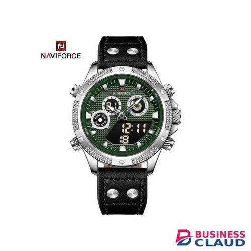 Mens Watch NF9224 Black leather Strap Analog/Digital
