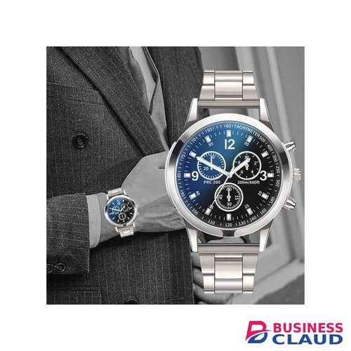 Men's Blue Glass Watch - Silver