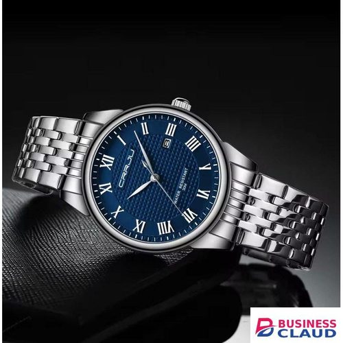 Crrju Silver & Blue Luxury Wristwatch