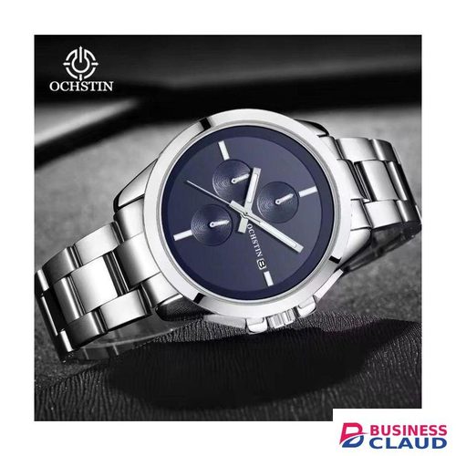 Ochstin Silver & Blue Chronograph Wristwatch