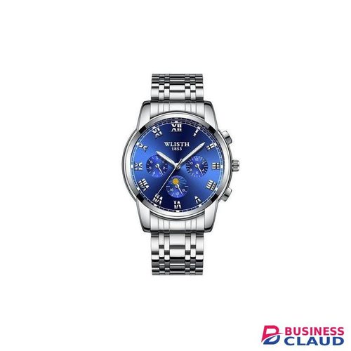 Men's Wrist Watch Fashion Business Series Steel Band Quartz Watch Blue Surface Waterproof