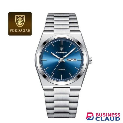 POEDAGAR BLUE Luxury Business Men Watches With DAY & DATE