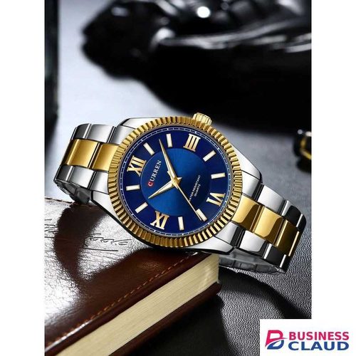 Curren 8453 Men's Wrist Watch -Blue & Gold