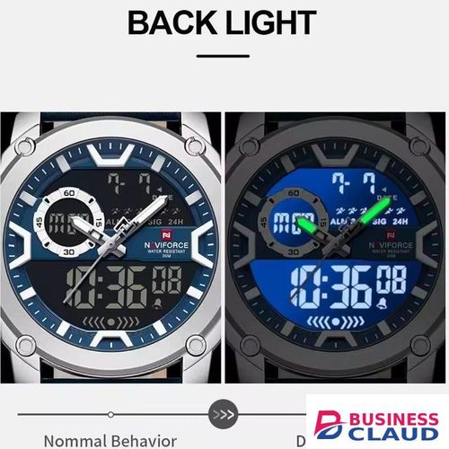 Naviforce Men's Dual time 30m water resistant wrist watch with calendar, stopwatch and alarm