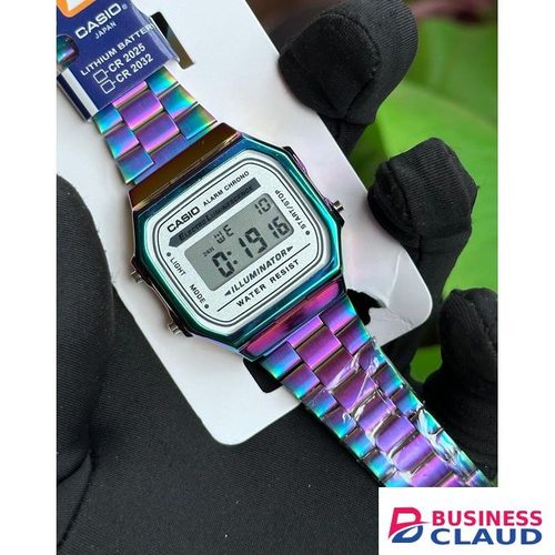 Retro Digital Timepiece – Unisex Stainless Steel Classic with Alarm, Stopwatch & LED Light Ombre