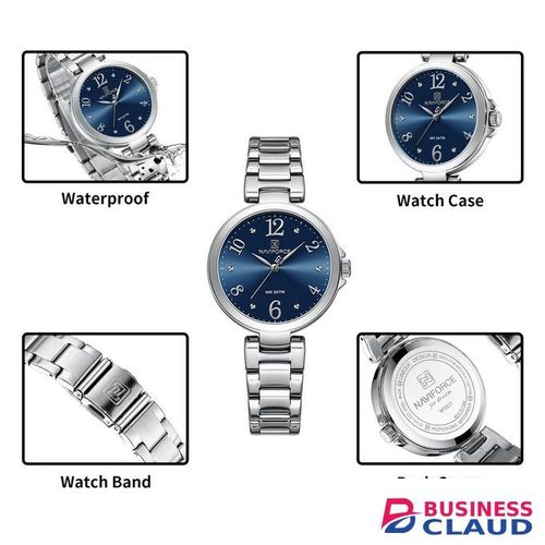 Naviforce Ladies Watch NF501 Silver Blue Bracelet Straps