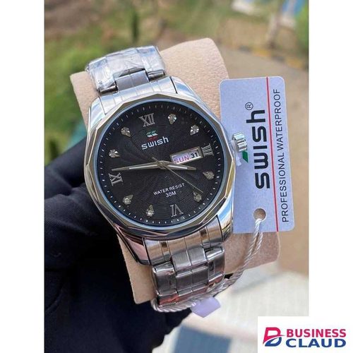AA Fashion Swish Men Wristwatch Blue Dial Sport Quartz Clock Men's Watch